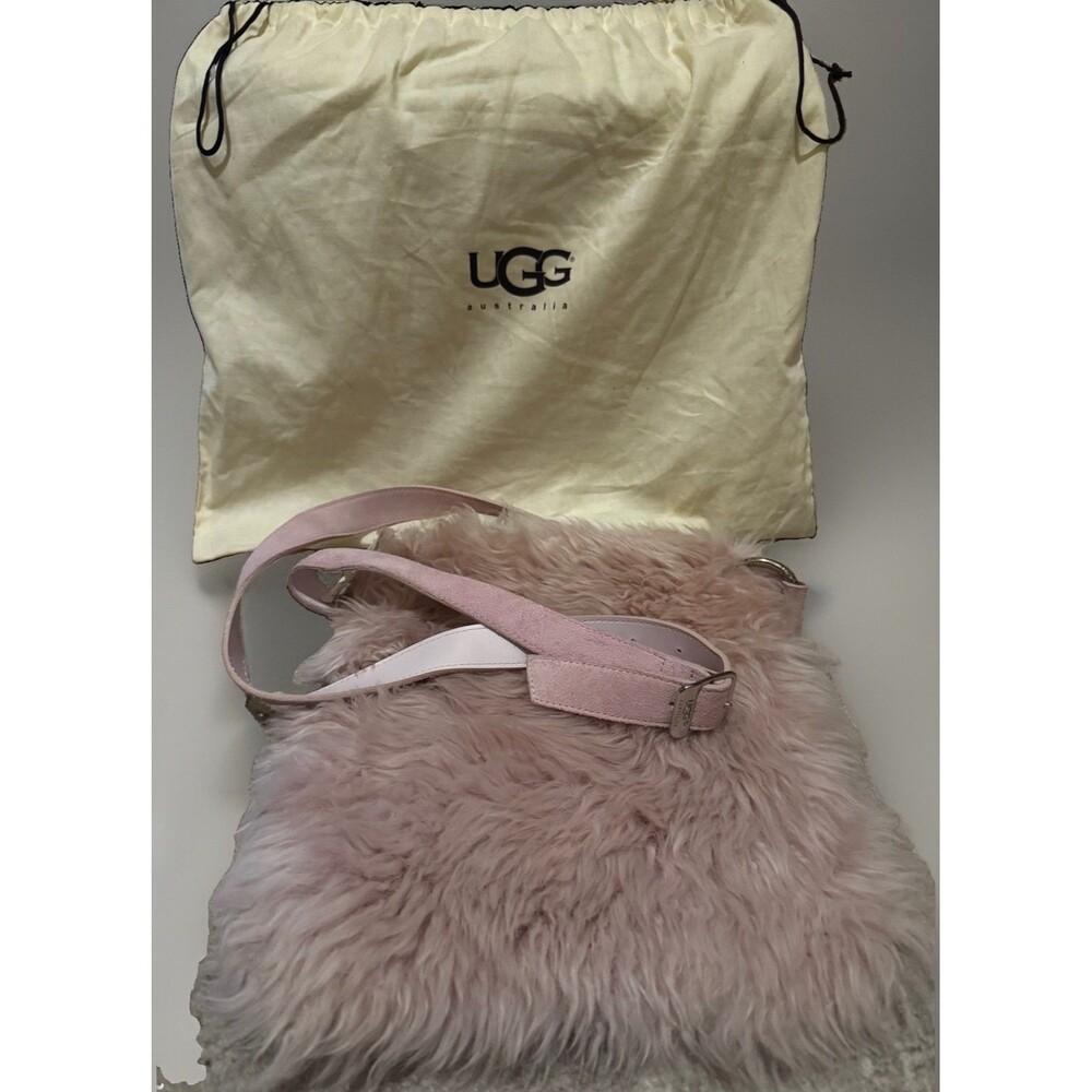 RARE UGG Australia E4216 Pink Shearling Suede Crossbody Bag NWT Neiman Marcus